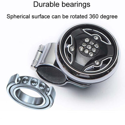 Car Steering Wheel Foldable Ball Bearing Turning Booster, Black, Silver, Electroplating, Mahogany, Carbon Fiber Pattern