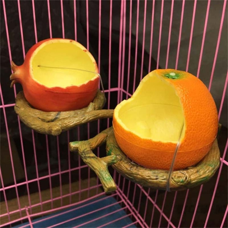 Parrot Spill-Proof Plastic Feeder Fruit Shape Bird Cage Food Cup, Apple, Orange, Pomegranate, Pumpkin, Corn