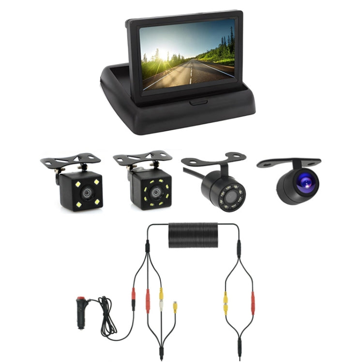4.3 Inch Display Night Vision Waterproof Reversing Camera +7 Meter Extension Cable, Detachable Screen + Butterfly Camera, Detachable Screen + Butterfly 8 Light Camera, Detachable Screen + External 4 Light Camera
