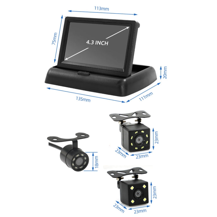 4.3 Inch Display Night Vision Waterproof Reversing Camera +7 Meter Extension Cable, Detachable Screen + Butterfly Camera, Detachable Screen + Butterfly 8 Light Camera, Detachable Screen + External 4 Light Camera
