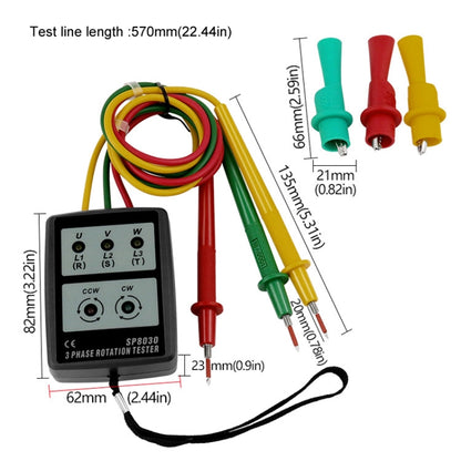 3 Phase Alternating Current Phase Meter Phase Detector Rotation Tester Indicator Digital Phase-Order Indicator, SP8030
