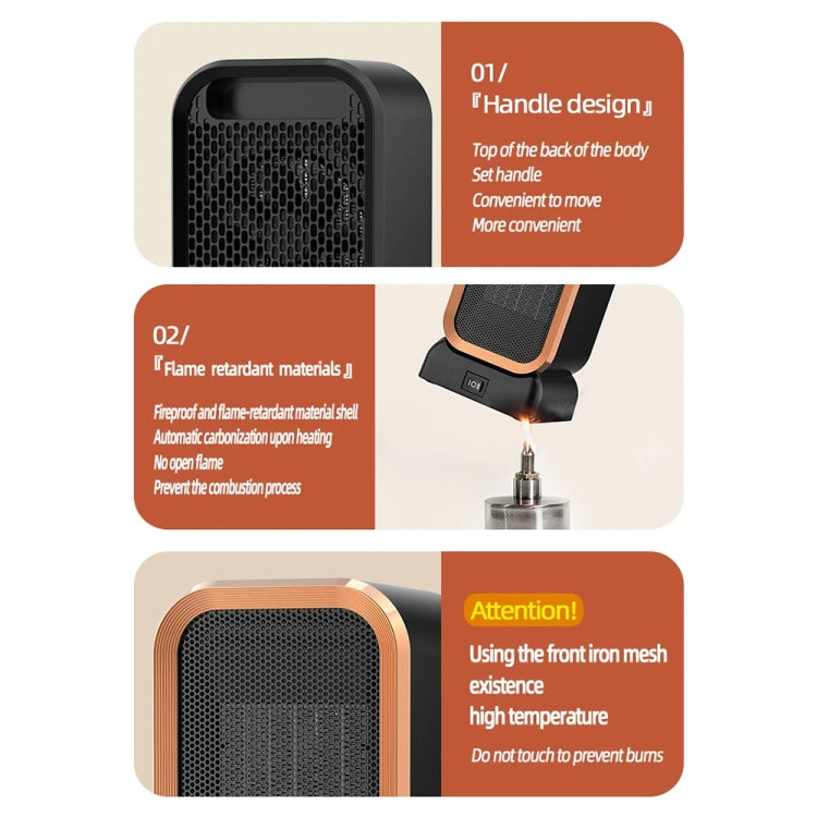 1000W High-power Household Heater Small Desktop Ceramic PTC Heating Heater, EU Plug, UK Plug, US Plug