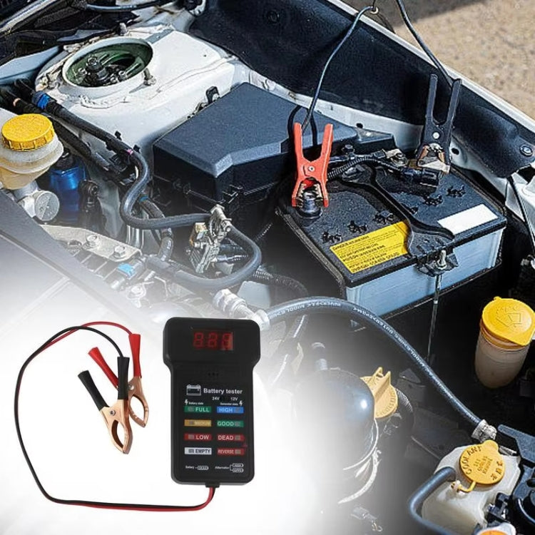 Battery Tester Car Battery Checker Electricity Capacity Tester, 12/24V