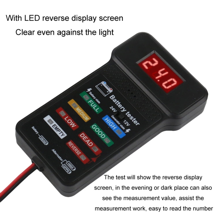 Battery Tester Car Battery Checker Electricity Capacity Tester, 12/24V