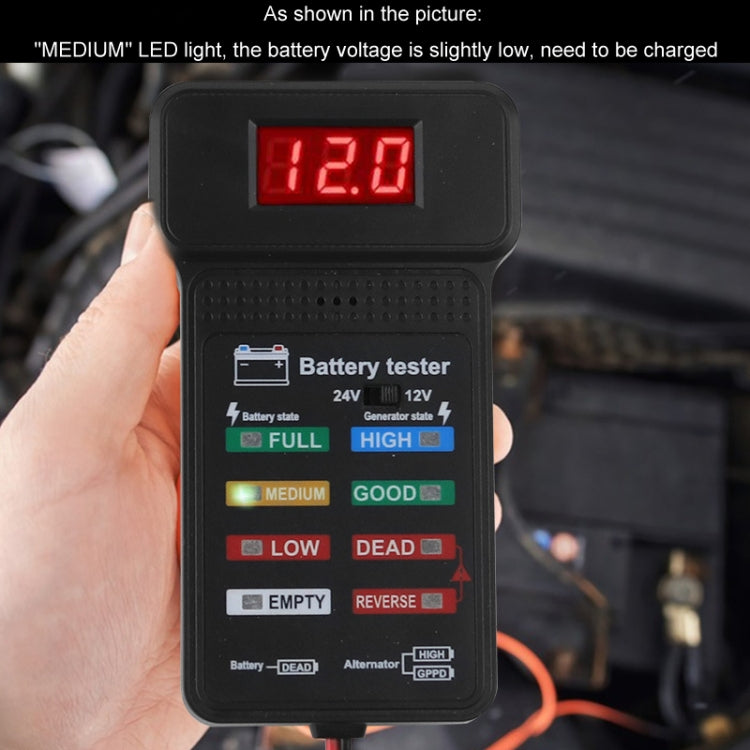 Battery Tester Car Battery Checker Electricity Capacity Tester, 12/24V
