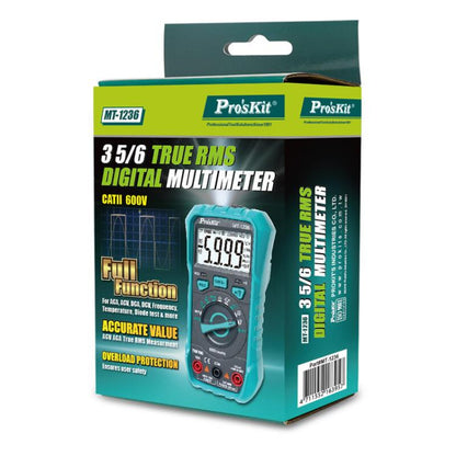 ProsKit MT-1236-C 3-5/6 True-RMS Digital Multimeter For ACA, ACV, DCA, DCV, Frequency, Cycle Duty, Diode Test, MT-1236-C