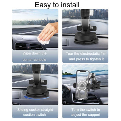 Car Suction Cup Multi-function Cell Phone Navigation Mount, With Hose, With Triangle Air Vent, With Flat Clip