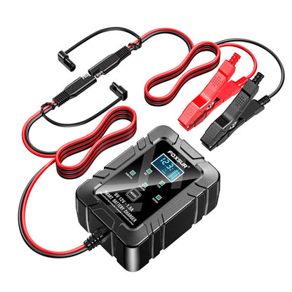 FOXSUR 6V/12V 1.5A Lawn Mower Motorcycle Lead Acid Battery SAE Plug Charger, US Plug, EU Plug