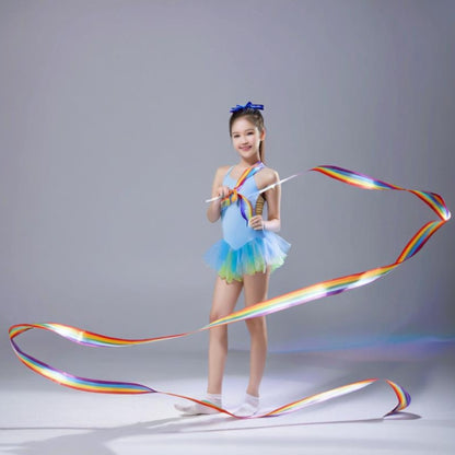 10pcs 4m Rhythmic Gymnastics Ribbons Dance Fitness Toys Sports Equipment, 7 Color, Purple, Dazzling