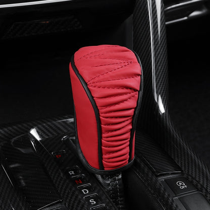 Car Universal Leather Gear Sleeve Breathable Gearshift Cover, T Type Black, T Type Red With Black Line, T Type Yellow, Manual Gear Black, Manual Gear Red With Black Line, Manual Gear Yellow, Automatic Gear Black, Automatic Gear Red With Black Line