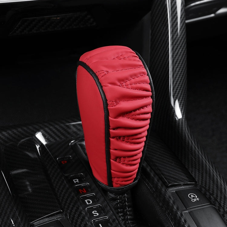 Car Universal Leather Gear Sleeve Breathable Gearshift Cover, T Type Black, T Type Red With Black Line, T Type Yellow, Manual Gear Black, Manual Gear Red With Black Line, Manual Gear Yellow, Automatic Gear Black, Automatic Gear Red With Black Line