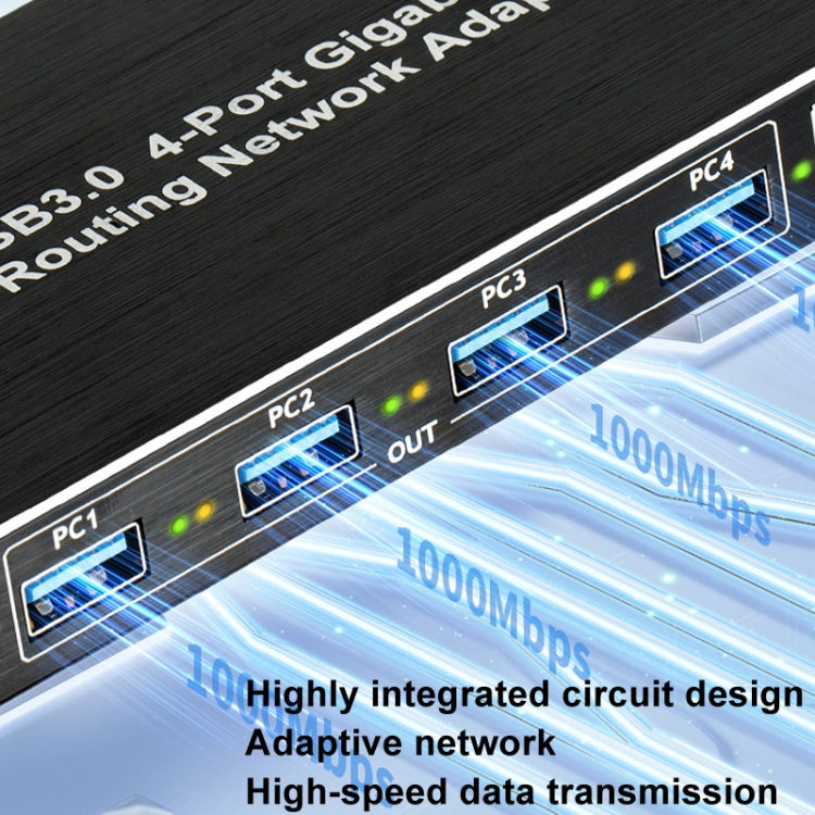 USB3.0 4-Ports Gigabit Network Adapter Plug and Play Router, 4-Ports