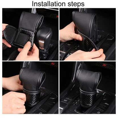 Car Automatic Universal Perforated Breathable Cowhide Side Opening Shift Cover, A-Black, A-Wine Red, A-Brown, B-Black, B-Wine Red, B-Brown