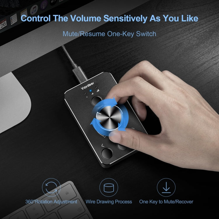 Vaydeer JP2011 USB Computer Volume Adjustment Controller Desktop Multimedia Rotary Button, JP2011
