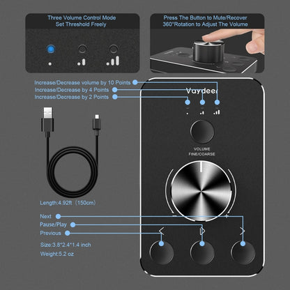 Vaydeer JP2011 USB Computer Volume Adjustment Controller Desktop Multimedia Rotary Button, JP2011
