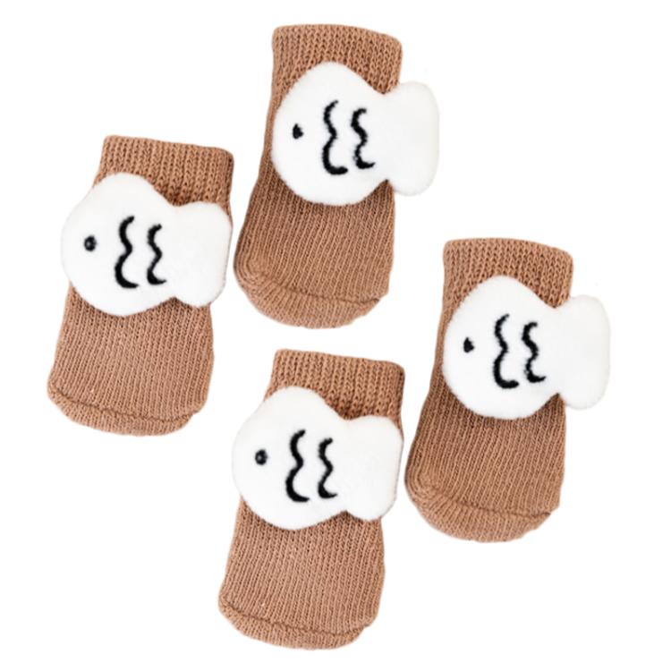 4pcs /Set Pet Dog Socks For Teddy Non-slip Anti-Scratch Anti-Dirty 3D Dolls Socks Dog Shoes, S