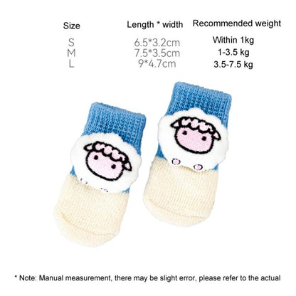 4pcs /Set Pet Dog Socks For Teddy Non-slip Anti-Scratch Anti-Dirty 3D Dolls Socks Dog Shoes, S
