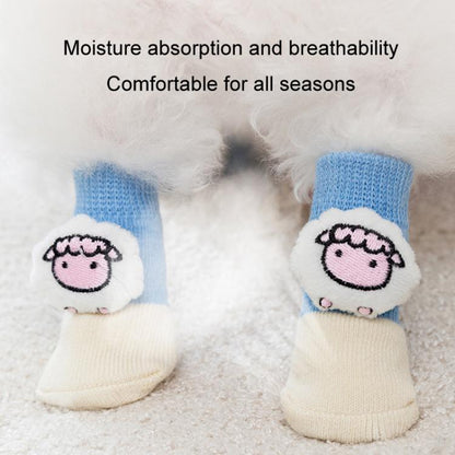 4pcs /Set Pet Dog Socks For Teddy Non-slip Anti-Scratch Anti-Dirty 3D Dolls Socks Dog Shoes, S