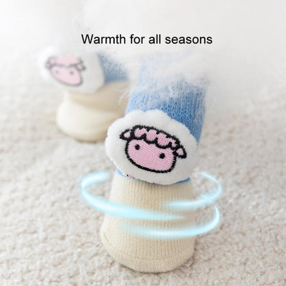 4pcs /Set Pet Dog Socks For Teddy Non-slip Anti-Scratch Anti-Dirty 3D Dolls Socks Dog Shoes, S
