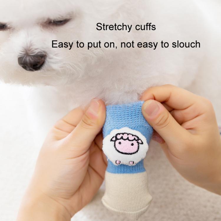 4pcs /Set Pet Dog Socks For Teddy Non-slip Anti-Scratch Anti-Dirty 3D Dolls Socks Dog Shoes, S