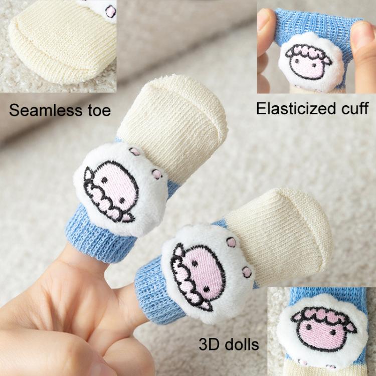 4pcs /Set Pet Dog Socks For Teddy Non-slip Anti-Scratch Anti-Dirty 3D Dolls Socks Dog Shoes, S