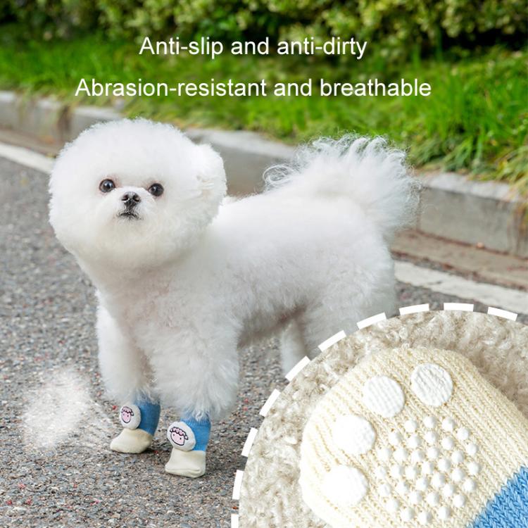 4pcs /Set Pet Dog Socks For Teddy Non-slip Anti-Scratch Anti-Dirty 3D Dolls Socks Dog Shoes, S