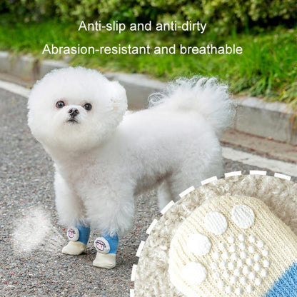4pcs /Set Pet Dog Socks For Teddy Non-slip Anti-Scratch Anti-Dirty 3D Dolls Socks Dog Shoes, S