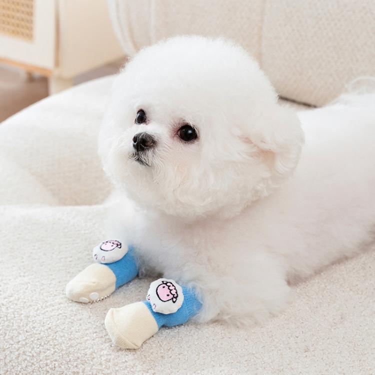 4pcs /Set Pet Dog Socks For Teddy Non-slip Anti-Scratch Anti-Dirty 3D Dolls Socks Dog Shoes, S