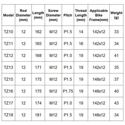 MTB Road Bicycle Frame Aluminium Bucket Axle Bar, GUB TZ10, GUB TZ11, GUB TZ12, GUB TZ13, GUB TZ15, GUB TZ16, GUB TZ17, GUB TZ18