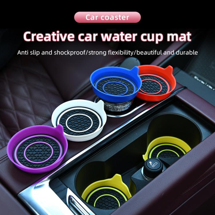 Car Bowl-shaped Non-slip Heat-insulating Double-ring Water Coaster, Black, Red, Gray, Pink, Blue, Yellow, White, Purple
