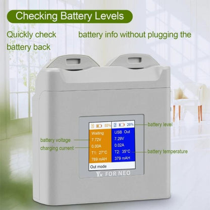 For DJI Neo Drone YX Color Screen Battery Charger Charge 2 Batteries, 2-Channel Color Screen