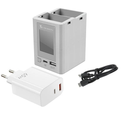 For DJI Mini 4 Pro / Mini 3 Pro / Mini 3 YX Color Screen Dual-way Charger Battery Manager, Without Plug, With 65W US Plug, With 65W EU Plug