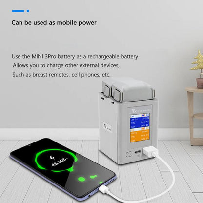 For DJI Mini 4 Pro / Mini 3 Pro / Mini 3 YX Color Screen Dual-way Charger Battery Manager, Without Plug, With 65W US Plug, With 65W EU Plug