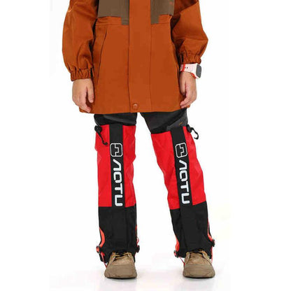AOTU  AT8913 1pair Children Riding Skiing Waterproof Calf Protectors Outdoor Sandproof Shoes Covers, Blue L, Red L, Blue Cat L, Pink Cat L, Blue Cat M, Pink Cat M, Blue M, Red M, Yellow Printed With Fleece L, Blue Astronaut With Fleece L