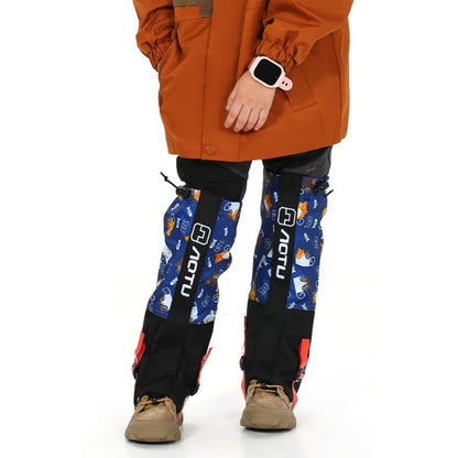 AOTU  AT8913 1pair Children Riding Skiing Waterproof Calf Protectors Outdoor Sandproof Shoes Covers, Blue L, Red L, Blue Cat L, Pink Cat L, Blue Cat M, Pink Cat M, Blue M, Red M, Yellow Printed With Fleece L, Blue Astronaut With Fleece L