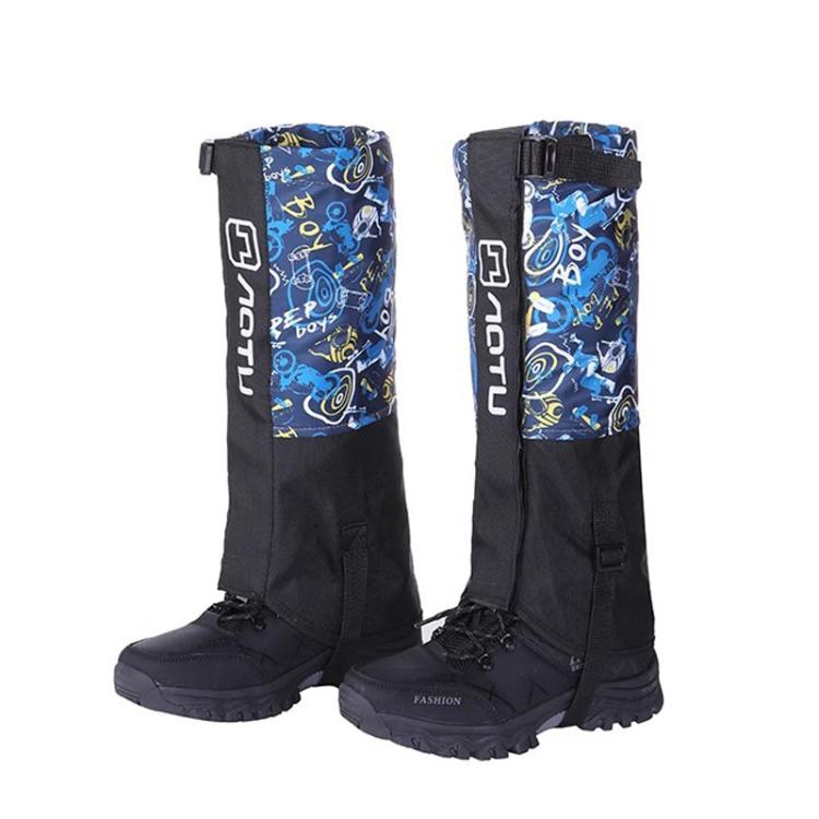 AOTU  AT8913 1pair Children Riding Skiing Waterproof Calf Protectors Outdoor Sandproof Shoes Covers, Blue L, Red L, Blue Cat L, Pink Cat L, Blue Cat M, Pink Cat M, Blue M, Red M, Yellow Printed With Fleece L, Blue Astronaut With Fleece L