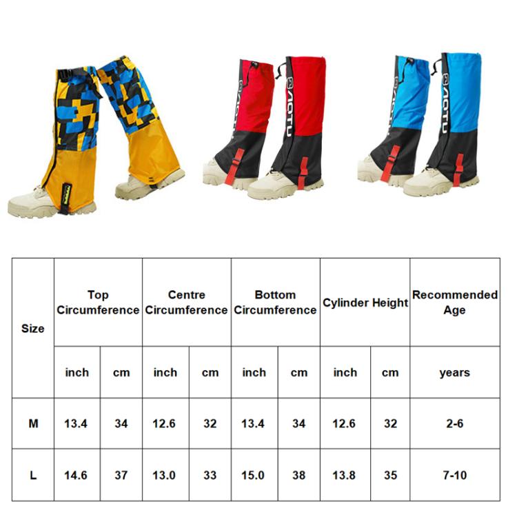 AOTU  AT8913 1pair Children Riding Skiing Waterproof Calf Protectors Outdoor Sandproof Shoes Covers, Blue L, Red L, Blue Cat L, Pink Cat L, Blue Cat M, Pink Cat M, Blue M, Red M, Yellow Printed With Fleece L, Blue Astronaut With Fleece L