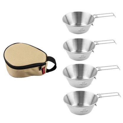 Portable Foldable Stainless Steel Bowl With Storage Bag Camping Cutlery Set, AOTU AT6440 2pcs 500ml, AOTU AT6440 4pcs 300ml, AOTU AT6440 2pcs 300ml+2pcs 500ml, AOTU AT6440 4pcs 500ml