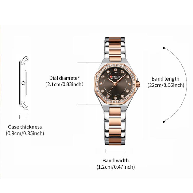 Curren Casual Steel Strap Luminous Women Watch, White Blue, Gold White, Gold Black, Gold Blue, Gold Green, Rose Brown