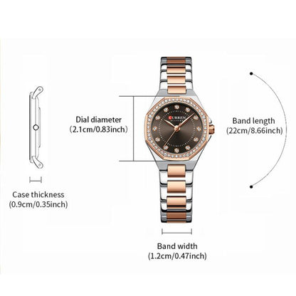 Curren Casual Steel Strap Luminous Women Watch, White Blue, Gold White, Gold Black, Gold Blue, Gold Green, Rose Brown