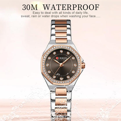 Curren Casual Steel Strap Luminous Women Watch, White Blue, Gold White, Gold Black, Gold Blue, Gold Green, Rose Brown