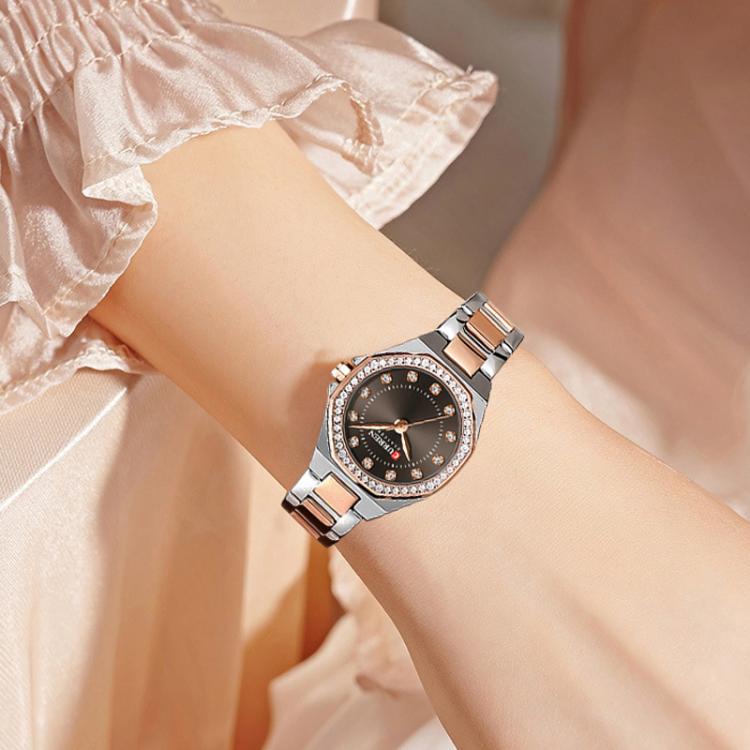 Curren Casual Steel Strap Luminous Women Watch, White Blue, Gold White, Gold Black, Gold Blue, Gold Green, Rose Brown