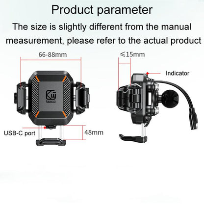 Kewig M33-A5 Outdoor Riding Shock Absorbing Anti-Theft 15W QI Wireless Charger Cell Phone Mounting Bracket, M33-A5