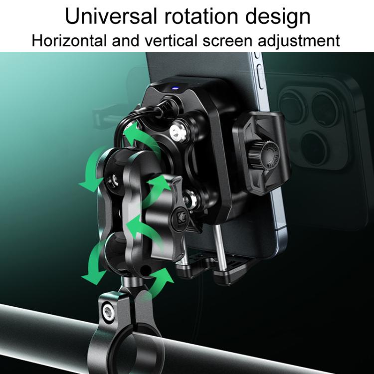 Kewig M33-A5 Outdoor Riding Shock Absorbing Anti-Theft 15W QI Wireless Charger Cell Phone Mounting Bracket, M33-A5