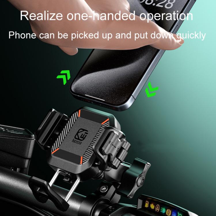 Kewig M33-A5 Outdoor Riding Shock Absorbing Anti-Theft 15W QI Wireless Charger Cell Phone Mounting Bracket, M33-A5