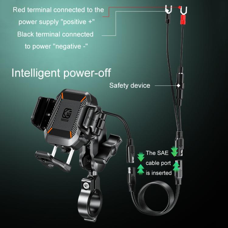 Kewig M33-A5 Outdoor Riding Shock Absorbing Anti-Theft 15W QI Wireless Charger Cell Phone Mounting Bracket, M33-A5