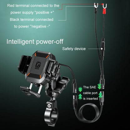 Kewig M33-A5 Outdoor Riding Shock Absorbing Anti-Theft 15W QI Wireless Charger Cell Phone Mounting Bracket, M33-A5