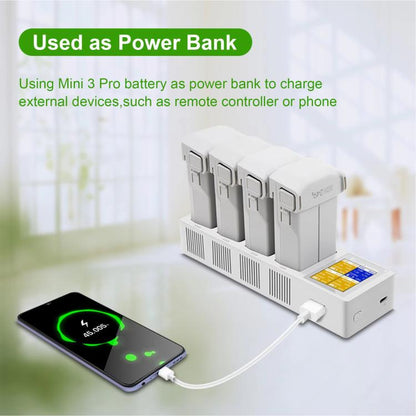 For DJI Mini 4 Pro / Mini 3 Pro / Mini 3 YX Four-Way Color Screen Charger Battery Manager, Mini Four-Way