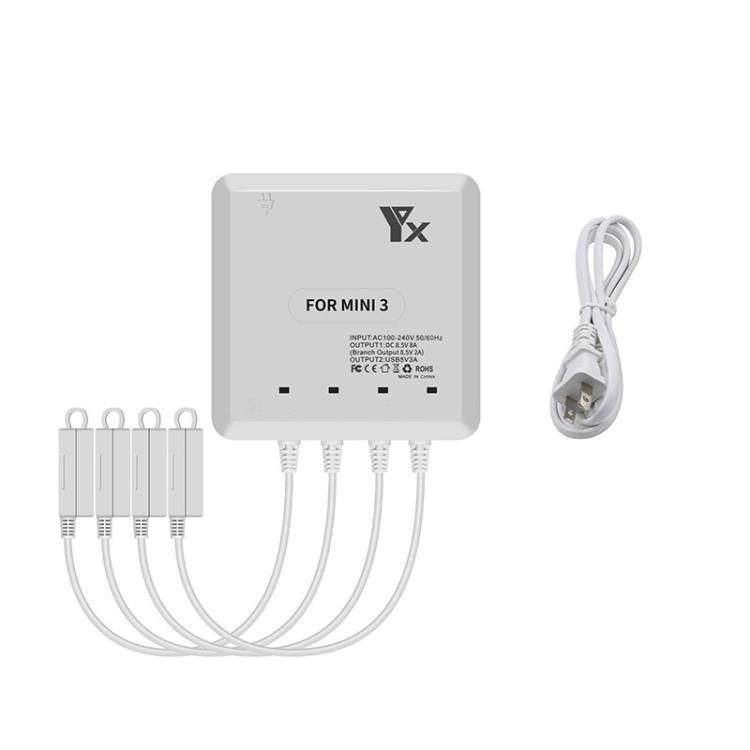 For DJI Mini 4 Pro / Mini 3 Pro / Mini 3 Drone YX 4-way Charger Battery Butler, US Plug, EU Plug, UK Plug, AU Plug