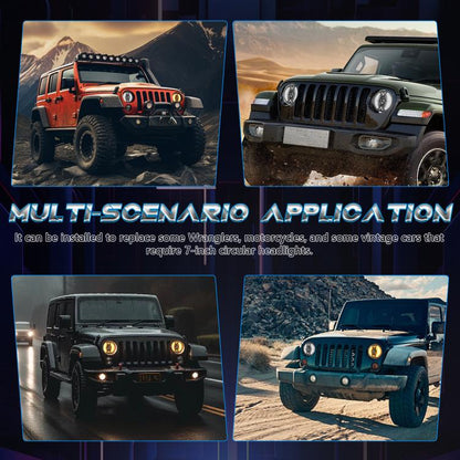 7 Inch Round Lens With Tangent Fan-Shaped Angel Eye Headlights